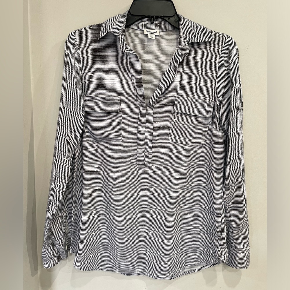 Splendid long sleeved stripped top with roll up sleeves. Size XS